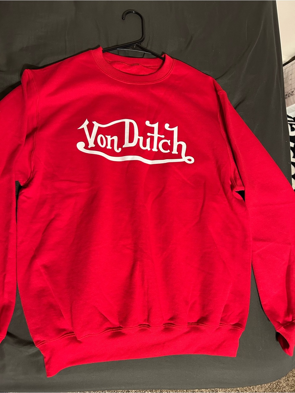 Von Dutch Red Crewneck Sweatshirt with White Logo
